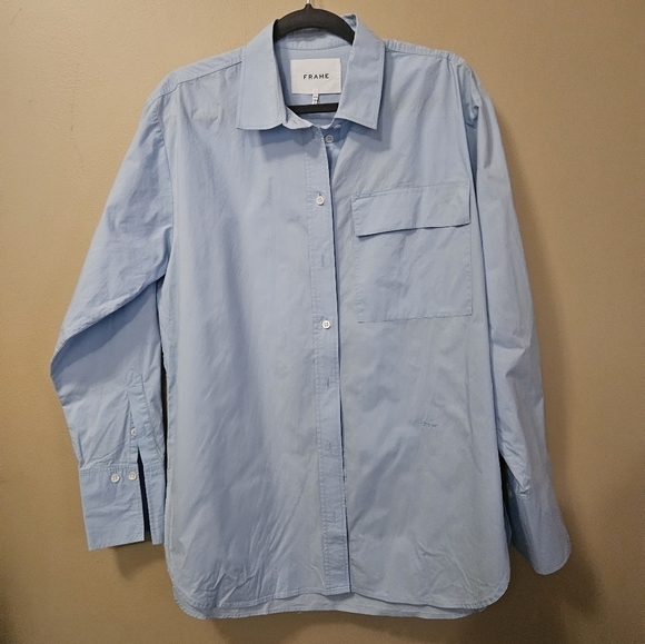 Frame Men's Dress Shirt Blue Organic Cotton Size M - Picture 1 of 4